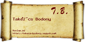 Takács Bodony névjegykártya